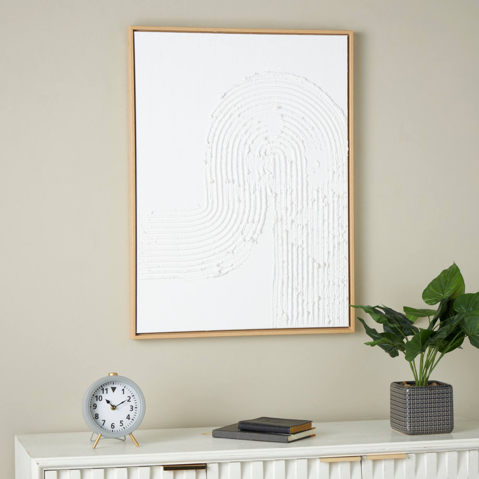 24" x 32" White Canvas Framed Wall Art
